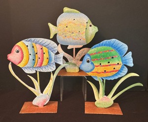lot 100 image: Three Fabulous Fish Motif Tea Light Candle Holders