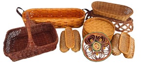 lot 67 image: Baskets and More including Amish Woven Bamboo French Bread Basket and More