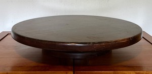 lot 118 image: Vintage Ethan Allen Dark Wood Solid Lazy Susan