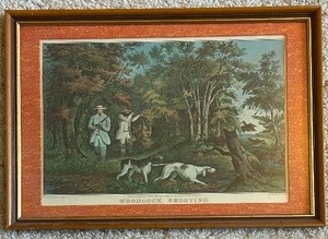 lot 111 image: Beautiful Framed Print Woodcock Shooting