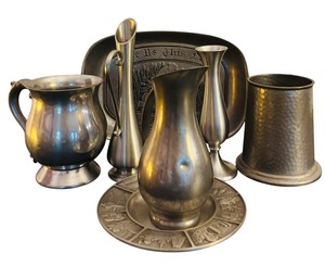 lot 77 image: Vintage Lovely Pewter Items including Give Us This Day Our Daily Bread and More