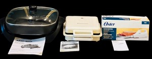 lot 183 image: Kitchenware including Black and Decker Electric Skillet, Toastmaster Waffle Baker and Oster Electric Carving Knife