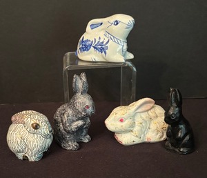 lot 163 image: Five Adorable Bunny Figurines