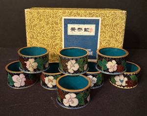 lot 169 image: Set of Eight Vintage Cloisonn Napkin Holders