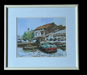 lot 239 image: Singapore River Watercolor by Tong Chin Sye