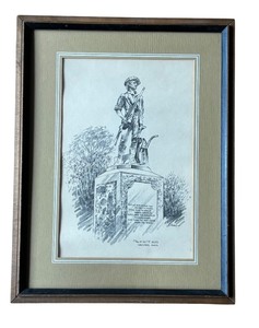 lot 245 image: Minute Man Statue Print by R.E. Kennedy