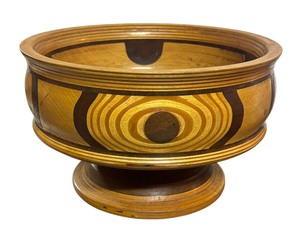 lot 268 image: Beautiful Inlaid Wood Pedestal Bowl