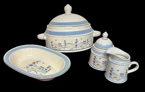 lot 280 image: The Museum Collection Stoneware Covered Serving Dish, SaltPepper Shakers, Bowl, Creamer Pitcher and More by Hearthside Dinnerware
