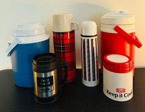 lot 143 image: Variety of Vintage Thermos Style Insulated Containers