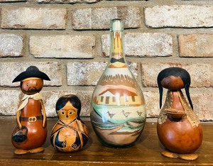 lot 44 image: Beautiful Souvenirs from Brazil, Including Sand Art and Painted Gourds