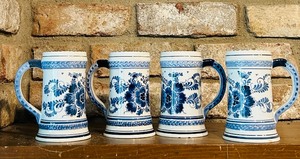 lot 46 image: Set of Four Vintage Dutch Delft Ceramic HeineKen Steins