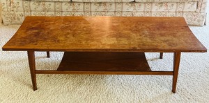 lot 48 image: Vintage Mid Century Modern Wooden Coffee Table with Tiered Design