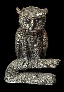 lot 107A image: Vintage Hudson Honeywell Pewter Snow Barn Owl Figurine