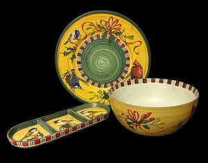 lot 345 image: Lenox Winter Greetings Platter, Bowl and Divided Dish