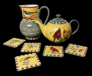 lot 347 image: Lenox Winter Greetings Teapot, Pitcher and Coasters