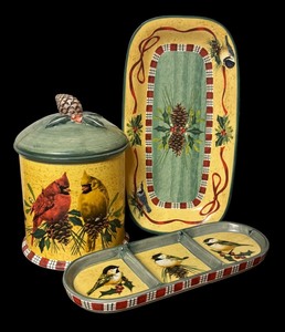lot 348 image: Lenox Winter Greetings Canister and Serving Platters
