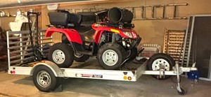 lot 1 image: Articat Four Wheeler with Newmans Trailer and Plow Attachment