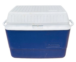 lot 366 image: Blue and White Rubbermaid Cooler