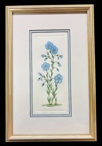 lot 197 image: Vintage Framed Blue Floral Wall Art