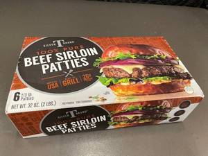 Silver T Brand 100% Pure Beef Sirloin Patties - 6 Count, 1/3 lb Each