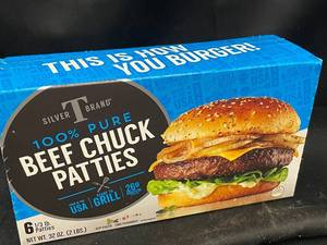 lot 21 image: D - 6-Pack Silver T Brand 100% Pure Beef Chuck Patties