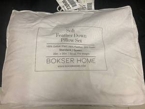 lot 174 image: Soft Feather Down Pillow Set - StandardQueen