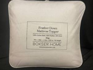 lot 255 image: King Size Feather Down Mattress Topper by Bokser Home