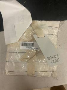 lot 286 image: Bokser Home 100% French Linen Euro Sham - Charcoal Pencil Stripe