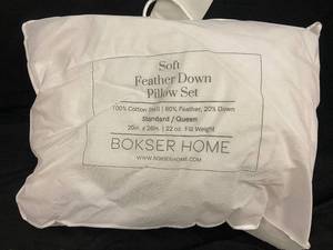 lot 18 image: Bokser Home Soft Feather Down Pillow Set - StandardQueen