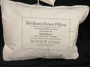 lot 30 image: Medium Down Pillow with 100% Cotton Shell 20x28in