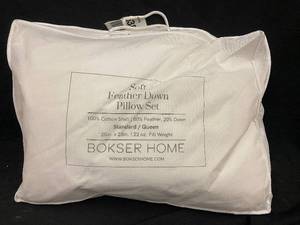 lot 64 image: Bokser Home Soft Feather Down Pillow Set - StandardQueen Size