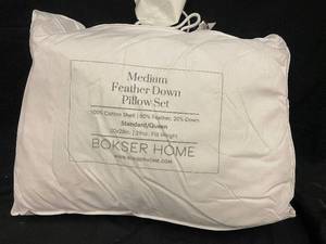 lot 71 image: Medium Feather Down Pillow Set - StandardQueen