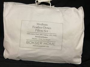 lot 74 image: Bokser Home Medium Feather Down Pillow Set