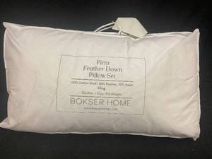 lot 110 image: Firm Feather Down Pillow Set with 100% Cotton Shell