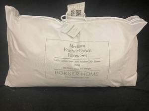 lot 111 image: Bokser Home Medium Feather Down Pillow Set, King