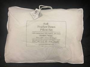 lot 116 image: Soft Feather Down Pillow Set - StandardQueen Size