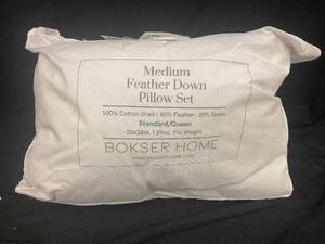 lot 118 image: Medium Feather Down Pillow Set with Cotton Shell