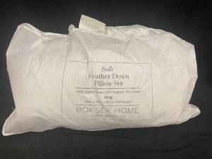 lot 123 image: King Size Soft Feather Down Pillow Set by Bokser Home