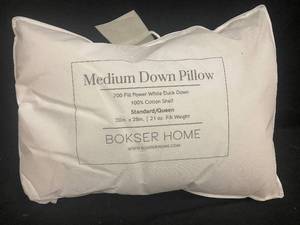 lot 127 image: Medium Down Pillow with Cotton Shell, StandardQueen