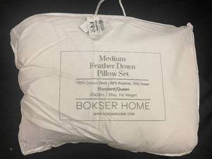 lot 137 image: Medium Feather Down Pillow Set by Bokser Home - StandardQueen