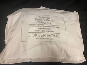 lot 162 image: Medium Feather Down Pillow Set with Cotton Shell
