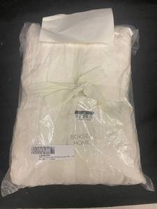 lot 168 image: Used 100% French Linen Window Curtain Set - Cream, 50 W x 108 L