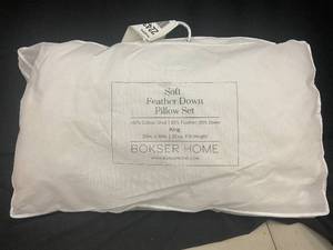 lot 219 image: King Size Soft Feather Down Pillow Set