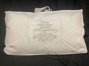 lot 257 image: King Size Medium Feather Down Pillow Set