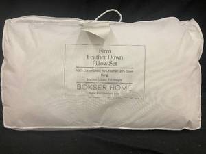 lot 259 image: BOKSER HOME Firm Feather Down Pillow Set - King Size