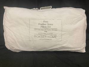 lot 265 image: Bokser Home Firm Feather Down Pillow Set - King Size