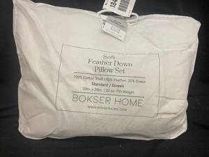 lot 266 image: Bokser Home Soft Feather Down Pillow Set - Queen Size