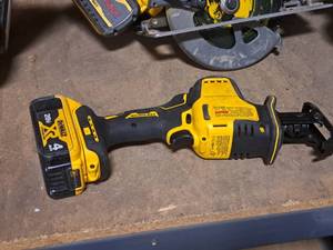 lot 51 image: DeWalt 20V Compact Reciprocating Saw DCS369 with DeWalt 20V 4Ah Lithium Ion Battery