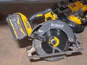 lot 53 image: DeWalt 7-14 60V Brushless Circular Saw DCS578 with DeWalt 20V60V 9Ah Flex Volt Lithium Ion Battery