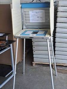 lot 258 image: Lot of (27) CES Votomatic Voting Booths (suitcase style)